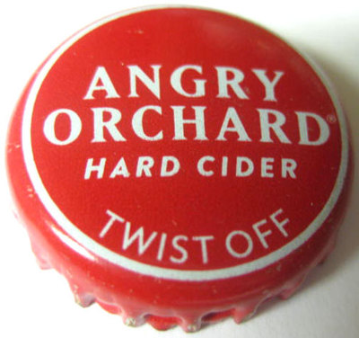 ANGRY ORCHARD HARD CIDER, Twist Off, Red CROWN, Bottle CAP, Cincinnati, OHIO