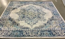 AQUA / L GREY 6'-7" X 6'-7" Back Stain Rug, Reduced Price 1172668611 BNT861K-7SQ
