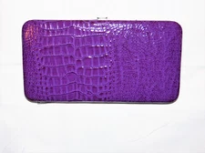 EUC CHARMING CHARLIE'S WALLET SOLID PURPLE CROC CLUTCH WALLET