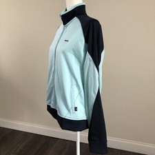 Reebok Women's L/S Full Zip Solid Pockets Navy/Light Blue Track Jacket Sz XL