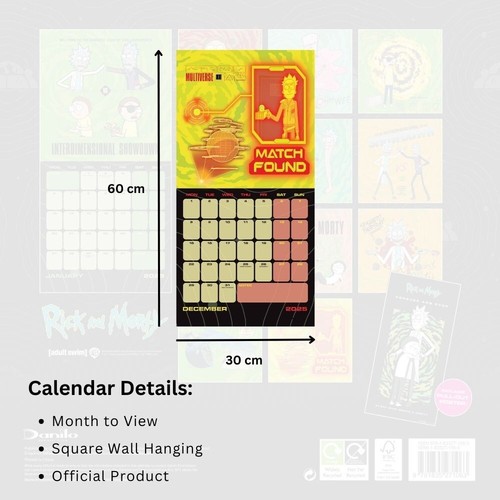 Kalender 2025 Rick and Morty Monat zur Ansicht quadratischer Kalender offizielles Produkt - Bild 6 von 9