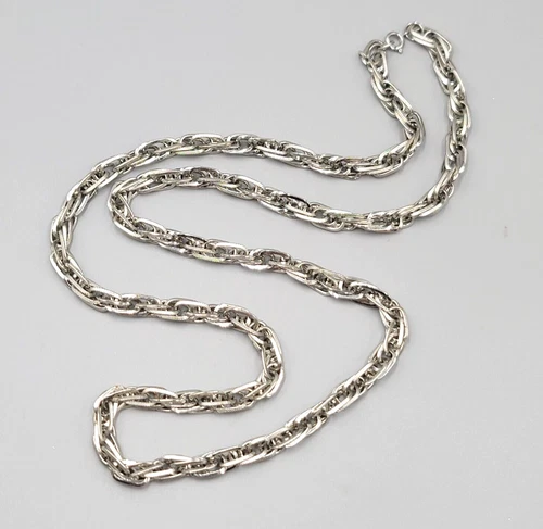 Vintage Statement Chain Necklace Multi Link Long 30" Estate Costume Jewelry
