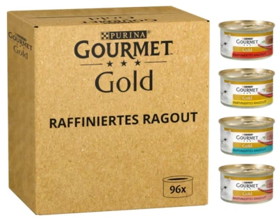 Purina Gourmet Gold Raffiniertes Ragout Katzen-Nassfutter 96x85g Mix in Sauce