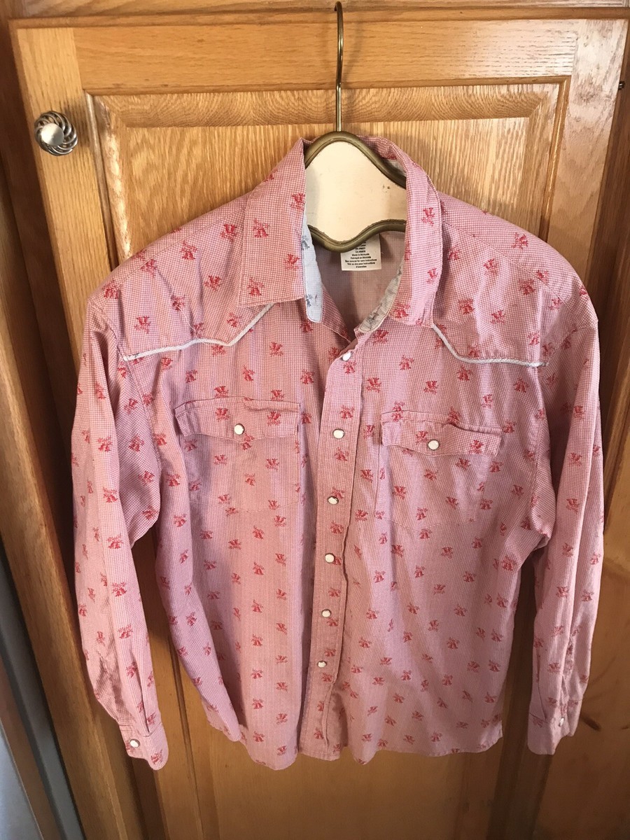 Esprit red snap down check shirt sz m-100% cotton Vintage | eBay
