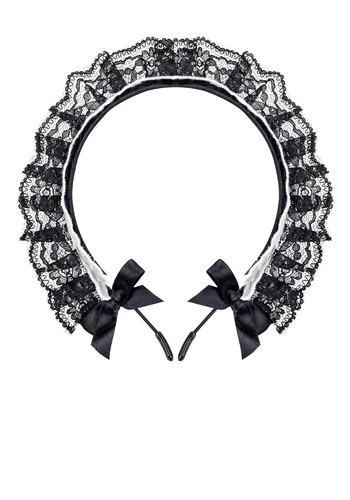 FYPTOU Women's French Maid Headband Ribbon Lace Kawaii Headwear