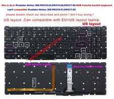 US RGB Backlit Keyboard For Acer Predator Helios 300 PH315-53 PH315-54 PH317-54