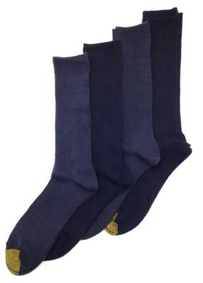 $45 Gold Toe Men'S 4 Pairs Pack Black Gray Ribbed Crew Dress Socks Shoe  6-12 | eBay