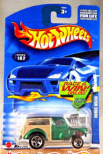 2002 Hot Wheels Mainline/Collector #182 MORRIS WAGON Green/Tan w/Chrome 5 Spoke