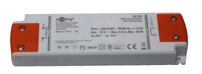 LED Slim-Transformator 12V DC 0,5-30W, IP20, dimmbar,158 x 45,8 x 18,3 mm