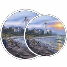 Electric Stove Top Range Round A Perfect Day Design Burner Cover Set of 4 NEW