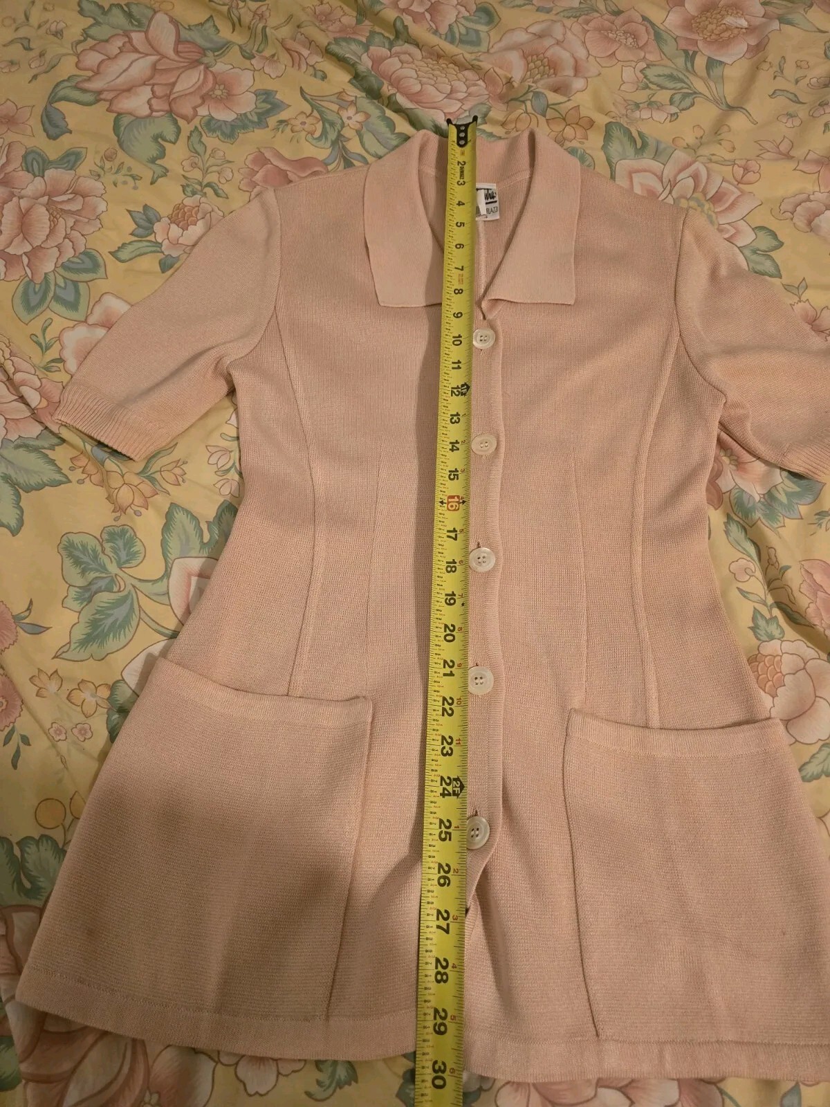 angelo tarlazzi Paris Cardigan Duster Small Soft Peach Color Vintage Dry Clean