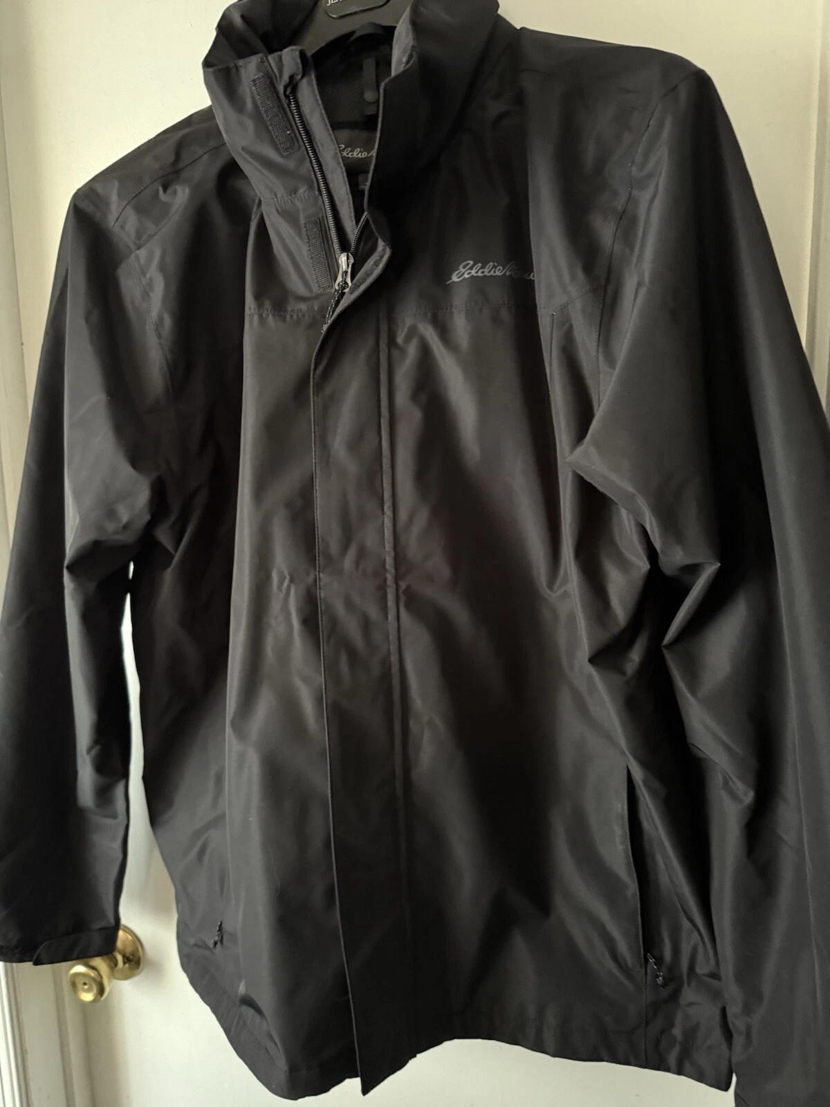 Mens Eddie Bauer Jacket Xl Hooded Black 0206 Item EUC