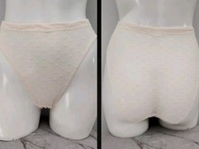 Vtg 90's Maidenform Cream Lace Stretch High Cut Granny Brief Panties Size 5