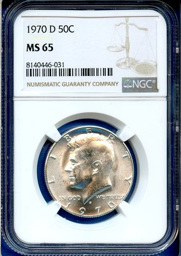 1970 D NGC MS65 Kennedy Half Dollar 50c Silver US Mint Key Date Coin 1970-D