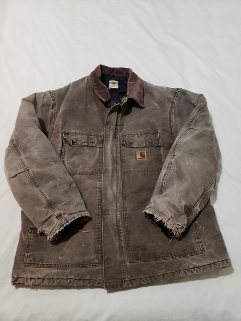 Carhartt C26 Mos Sandstone Traditional Coat Arctic Quilt Lined Size LR Large for sale online | eBay