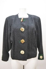 Kurze Trachtenjacke neuwertig leichter Blazer mit Alpaca Mothwurf schwarz Gr.36