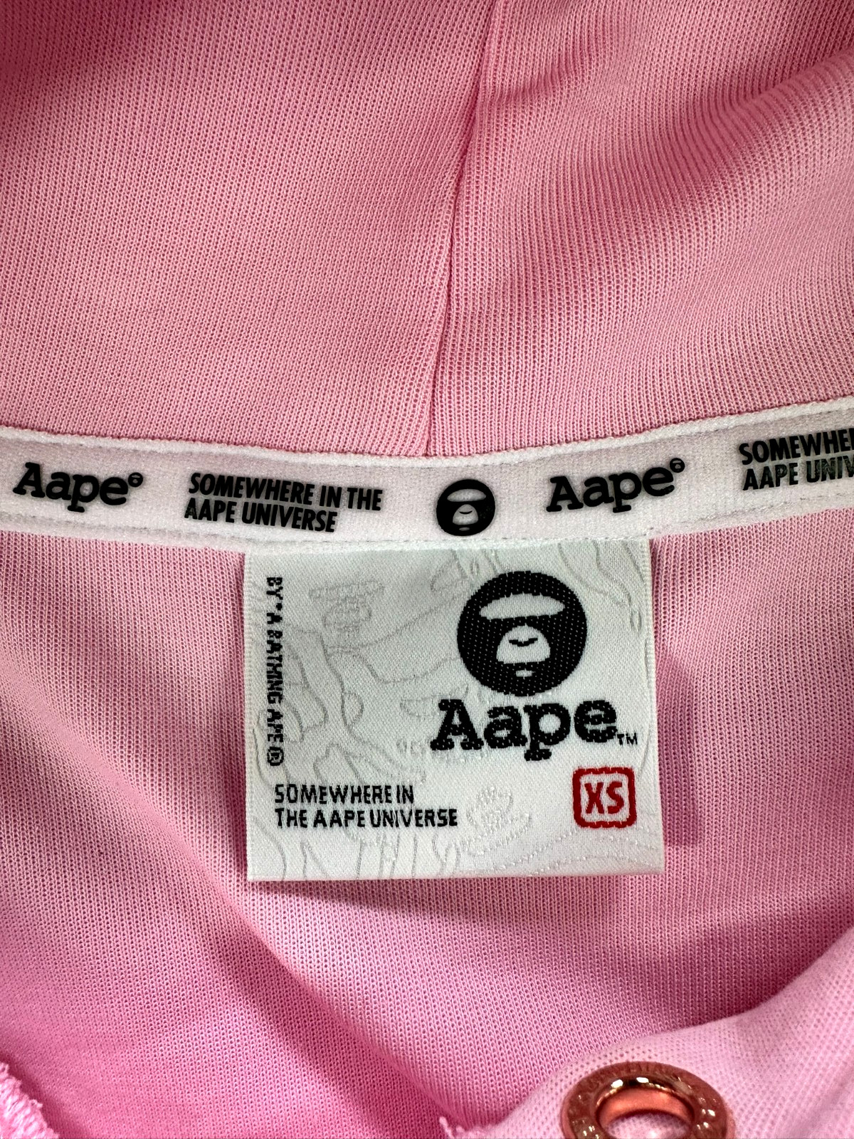 Women's Pink AAPE By A Bathing Ape Short Sleeve Hoodie- Size XS image 6