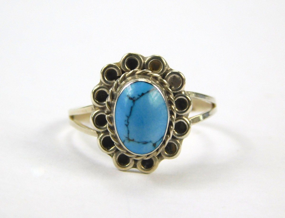 Vintage Mexican Mexico Sterling Silver 925 Ring Blue Stone Jewelry