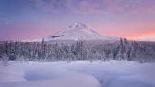 Landscape winter mountains mount hood oregon snow forest Custom Gaming Mat Desk