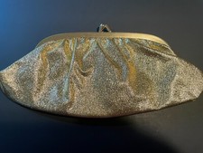 Vintage Gold Shiny Clutch Bag w/snap closure Free Shipping