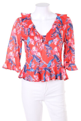 J.POM Ruffled Blouse Flower Print M strawberry