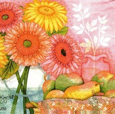 2 Two Paper Beverage Napkins for Decoupage/Mixed Media - Summer Day daisies
