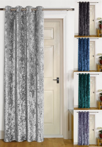 Thermal Single Door Curtain Lined Crush Velvet "Agra" Winter Eyelet Ring Top - Picture 2 of 30