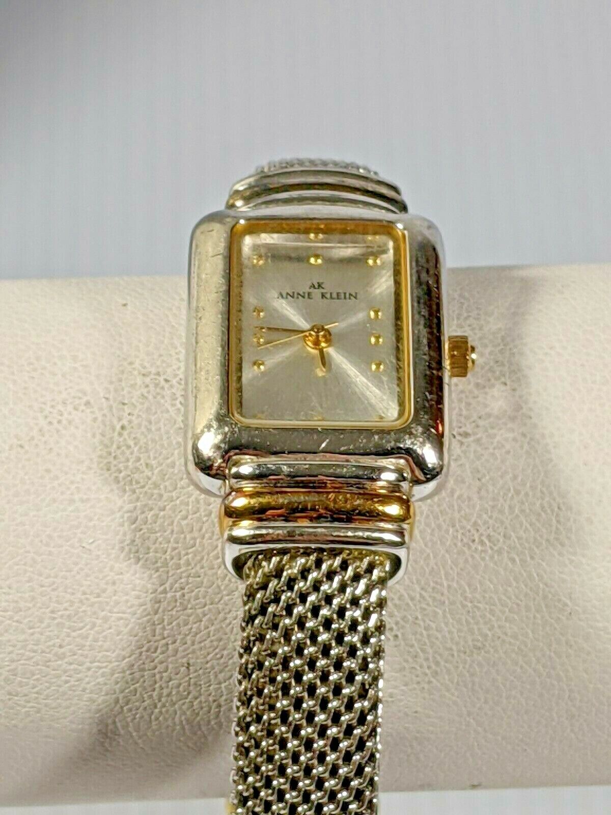 Vintage Anne Klein Two Tone Mesh Look Bracelet Watch 6.5 Inch