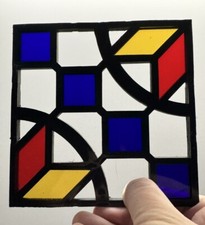 Lot ancien de 4 vitraux soviétiques décor milieu du siècle URSS