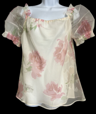 Vintage Escada Silk Floral Print Blouse Sz 42. U.S 8.  *Pre-Owned*