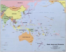 18" x 24" 2002 Map OF East Asia & Oceania