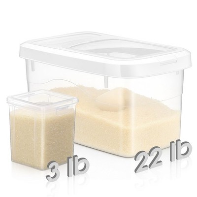 LemonRoad 18-22lb Rice Storage Container and 3lb Storage Bin Set, Flour Dispe...