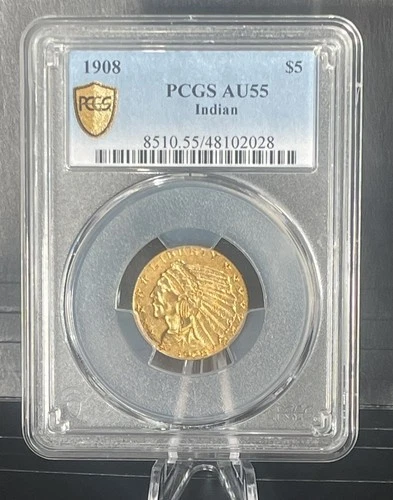 1908 $5 Gold Indian Head PCGS AU55
