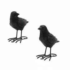 Crow Statue Lifelike Resin Build Spooky Garden Accent for Halloween