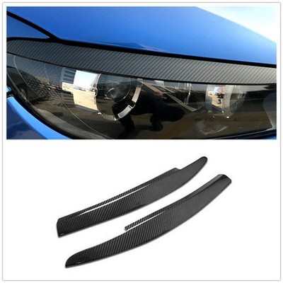 2pcs For VW Scirocco 2009-2017 2010 Headlight Eyebrow Eyelid Trim Carbon Fiber