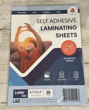 Self Stick Laminating Sheets 8.7 x 12.2 Inches, 4mil, Pack of 20, No Heat, No...