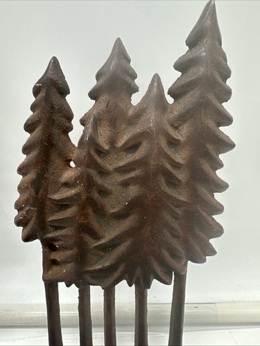 2 porta calze natalizie vintage metallo pesante marrone rustico alberi renna orso - Foto 5 di 10
