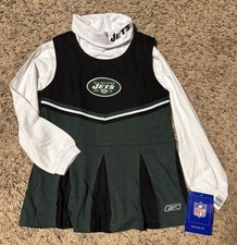 New York Jets Little Girls Cheerleader Dress  Turtleneck Size 5 6 NWT Reebok