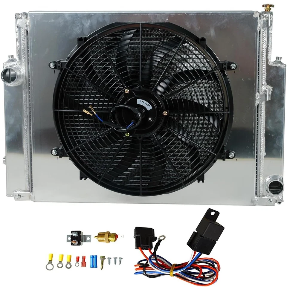 2 Row Aluminum Radiator + Fan Shroud Kit For 1992-1999 BMW E36 323i 325i 328i MT - Image 4 of 4