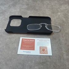 ThinOptics Reading Glasses with Black iPhone Case Storage Clear Rimless Readers