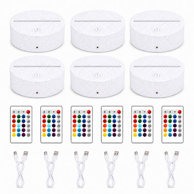 6 Pack LED Light Base with Remote Controls and USB Cables   16 Colors, Timer