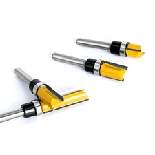 4PCS 1/4" Shank Straight Flush Router Bit Set Wood Template Cutter Accessories