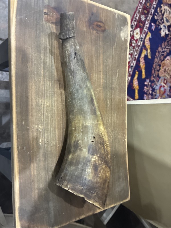 Antique 1700's 1800's Black Powder Horn Civil War Era