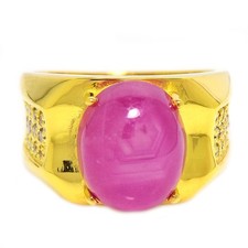 925 STERLING SILVER RING PINK RED RUBY OVALCABACHON 10X12 MM. GEMSTONE SIZE 6.5