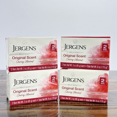 4 Pack Jergens Cherry Almond Bar Soap Original Scent 8 Bars Total