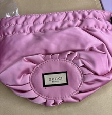 New GUCCI Beauty Satin Makeup Cosmetic Pink Drawstring Gift Bag Pouch Floral