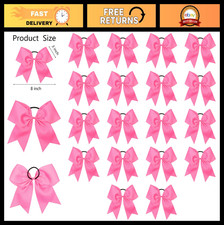 18 PCS Large Pink Cheer Hair Bows - 8" Ponytail Holders for Teen Girls  Sports
