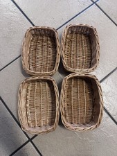 4 Pack Small Rectangular Wicker Storage Baskets for Shelves Set of 4