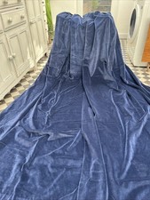 Vintage Cotton Velvet Curtains, Navy Blue, SUPERB, 45"W x 96.5" L  Exc cond.