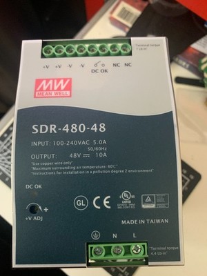 Power Supply AC-DC; 48V @10A; 100-264V in; Enclosed; DIN Rail
